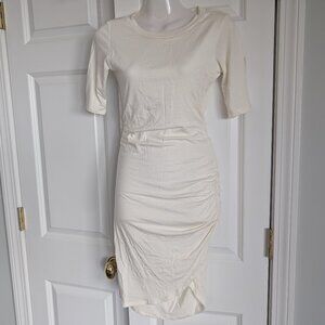 White Rouched Tshirt Mini Dress